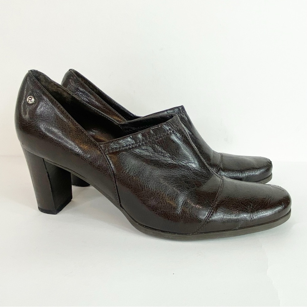 Etienne Aigner Stacked Block Heel Pumps Booties